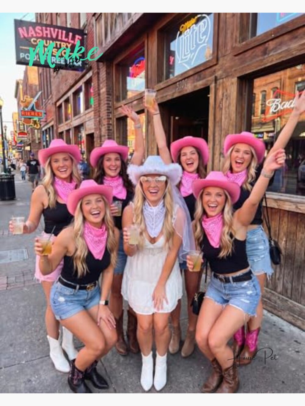 Bachelorette Party Hat Set 18-Piece Bride Cowboy Hat Veil Hats Sunglasses - Picture 7 of 7